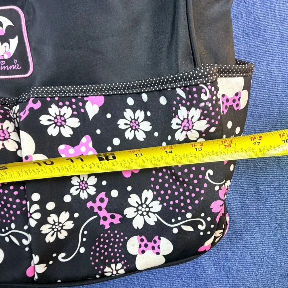 2015 Disney Baby Minnie Mouse Diaper Bag Black Pink polka dots